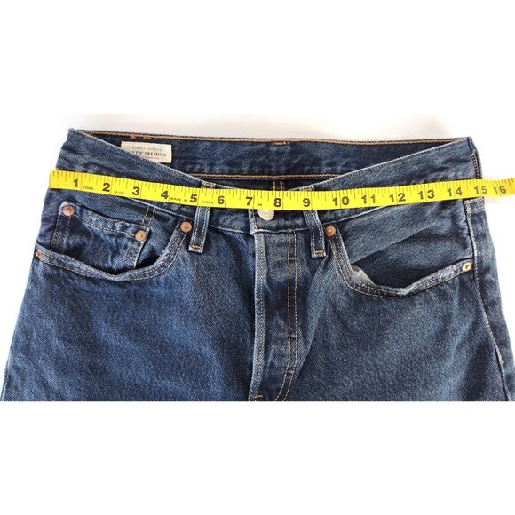 Levi Dark Wash 501 Distressed Button Fly 27x26 - Picture 8 of 12